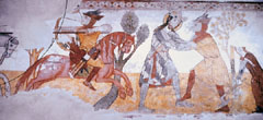 Szent László küzdelme a pogány vitézzel. Kakaslomnic (Szlovákia), freskó