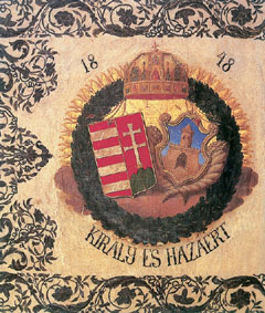 A pesti nemzetőrök címeres zászlója 1848-ból